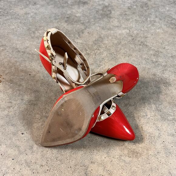 Antonio Melani Slingbacks Sz 8 Party Dress Cocktail Hot Heels Lady Shoes Red - Picture 4 of 5